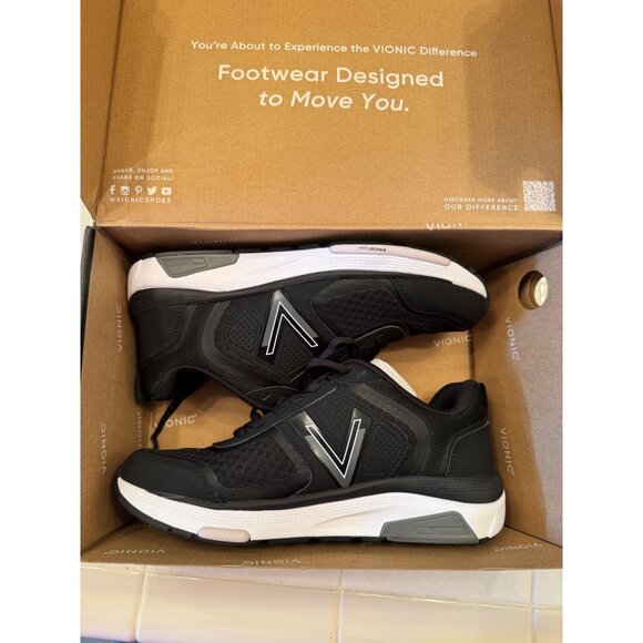 Vionic Strider Walk Size 8 M Black Sneaker Women's Lace Up NWB $164 Orthopedic S - Picture 2 of 12